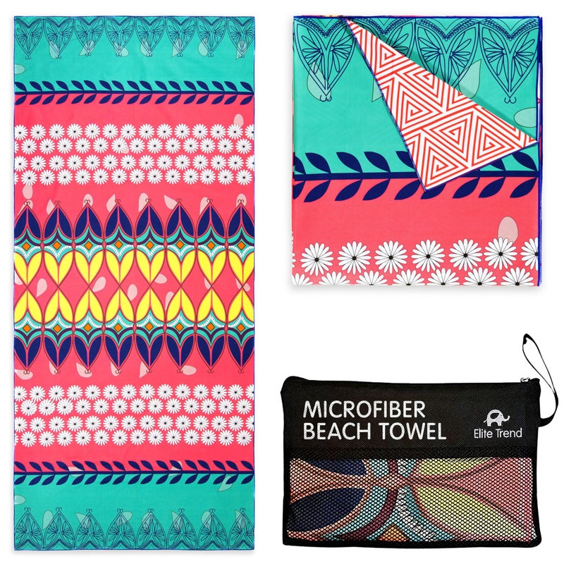 Elite Trend Quick Dry Towel Extra Large 78x35 Inch - Microfiber Beach Towel - Perfect for Beach, Travel, Swimming, Pool, Yoga, Hiking, Camping - Lightweight, Fast Drying, Compact for Adults (Bohemian) - Image 1